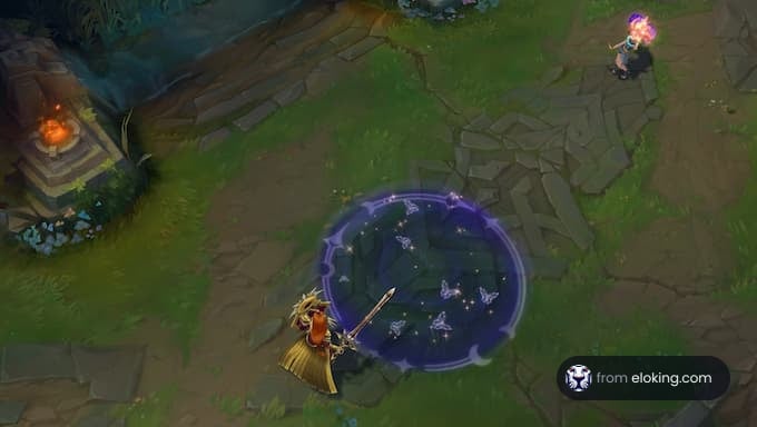 A sorceress casting a spell in a magical battle