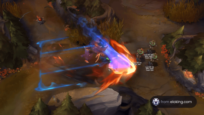 Magic spell effect in a League of Legends game.