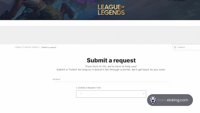 Submit a request for League of Legends support