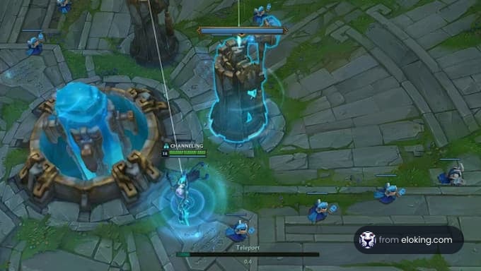 A character teleporting in League of Legends