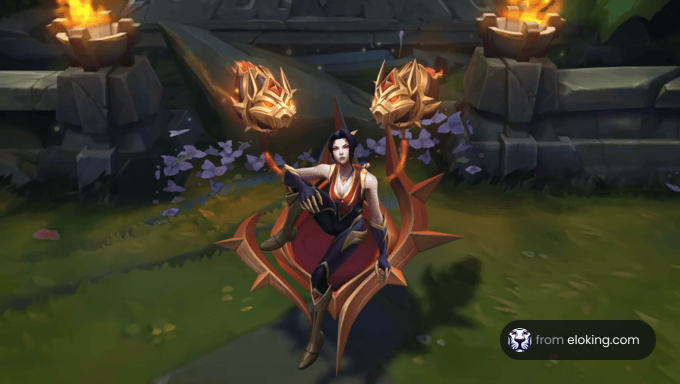 A character from League of Legends sitting with orbs