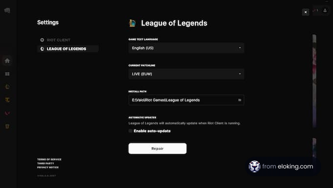 League of Legends client settings interface