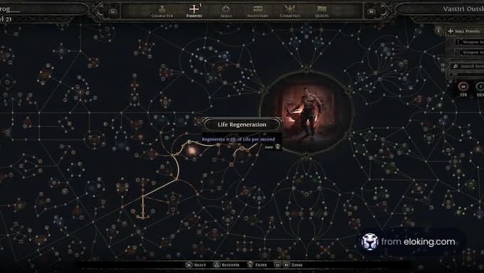 Life Regeneration in the Path of Exile skill tree
