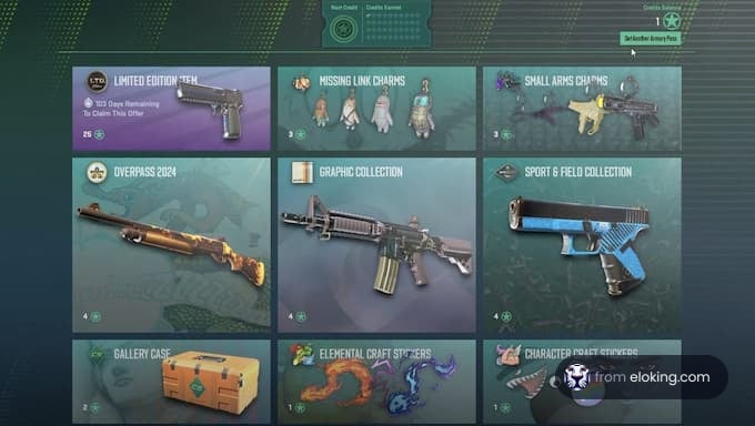 A collection of limited edition game items and charms.