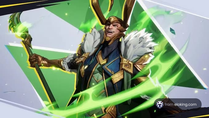 Loki character art with magical green effects