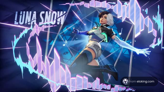 Luna Snow in a dynamic pose with glowing effects