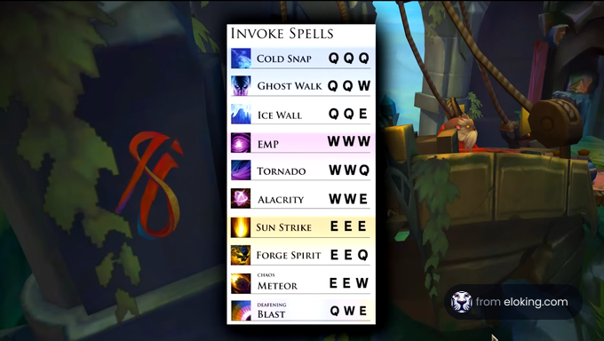 In-game magic spell interface with invoke spell list