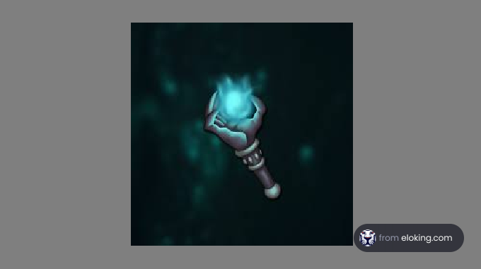 Magical torch with a glowing blue flame