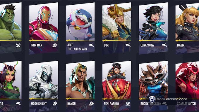 A collection of Marvel characters including Iron Man, Loki, and Scarlet Witch