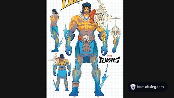 Marvel character Dragon concept art showcasing different poses and details