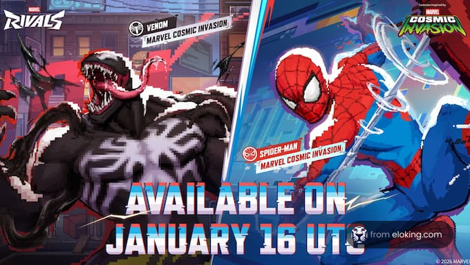 Spider-Man und Venom aus Marvel Cosmic Invasion, erh&auml;ltlich am 16. Januar.