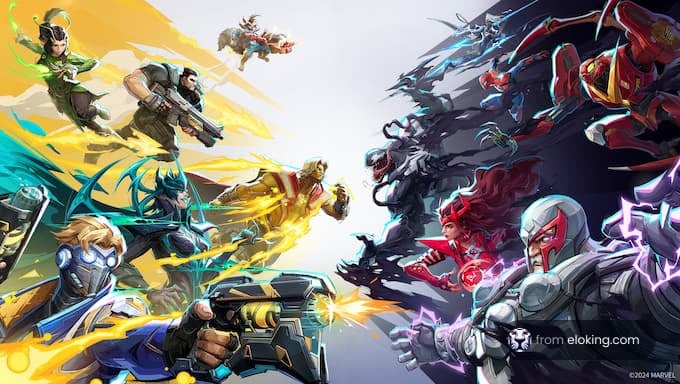 A dynamic battle between superheroes featuring vibrant artwork.