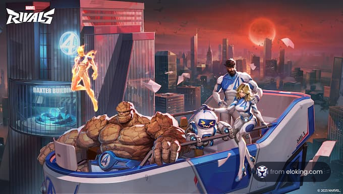 The Fantastic Four heroes in an urban setting