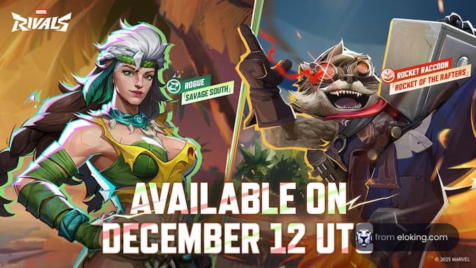 Rogue and Rocket Raccoon from Marvel Rivals, available on December 12.