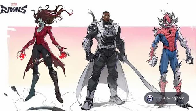Marvel Rivals superhero character art featuring three heroes.
