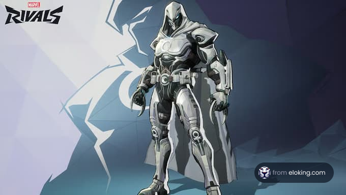 A character concept from Marvel Rivals showcasing a futuristic armored figure.