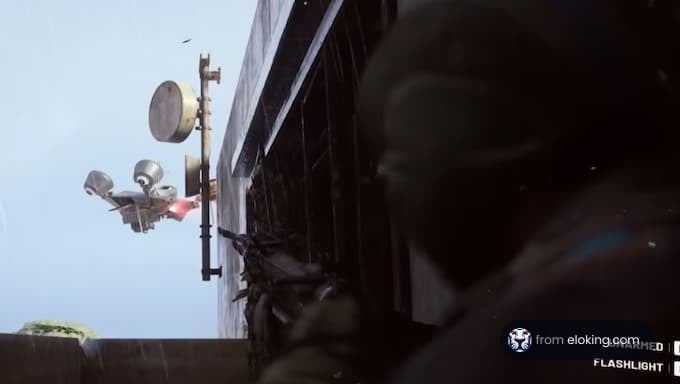 A soldier aiming during a military operation.