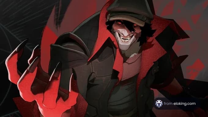 A mischievous villain character with a sinister grin and claws.