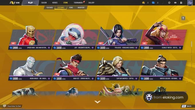 Multiplayer character selection screen featuring various heroes in a colorful game interface.