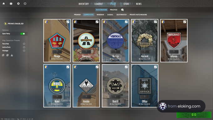 Screenshot of a game interface showing a selection of multiplayer map options