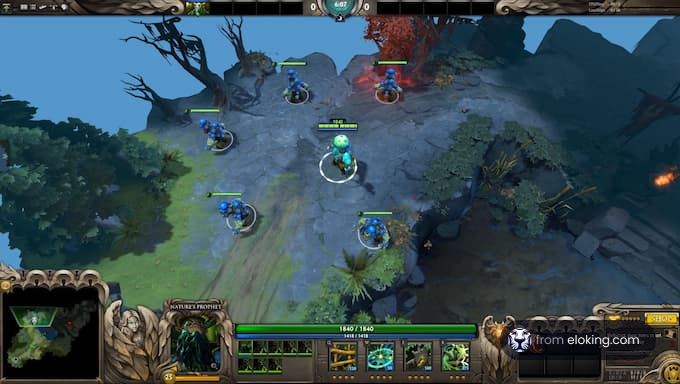 Players engaging in an intense battle in a multiplayer online battle arena game