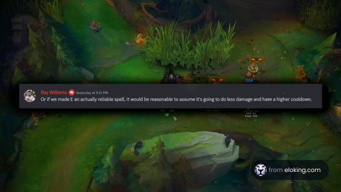 Screenshot of a jungle scene in a video game with player chat visible