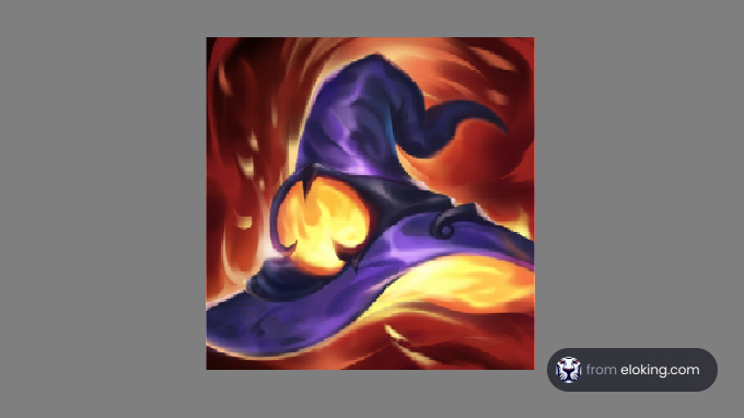 Illustration of a wizard's hat engulfed in flames