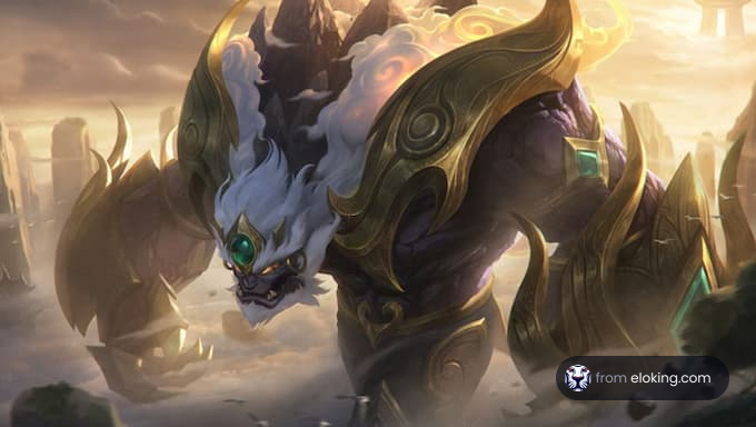 A majestic mythical beast standing atop a mountain.