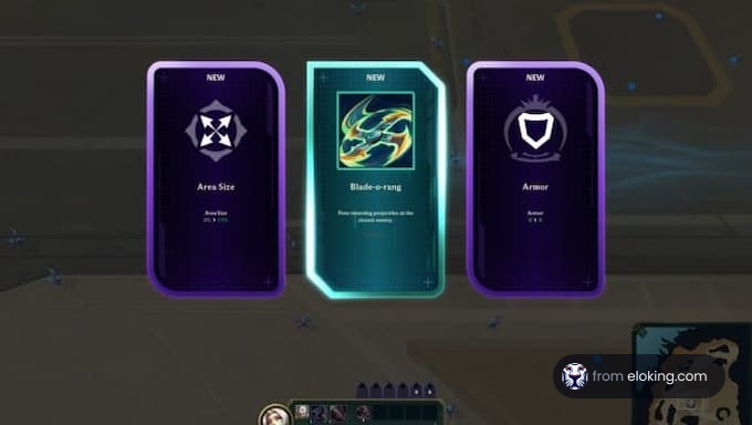 Three new item cards displayed in a video game interface