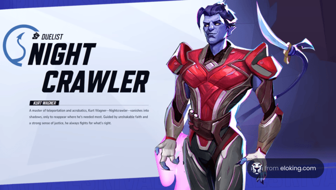 A character named Nightcrawler, known for his teleportation abilities.