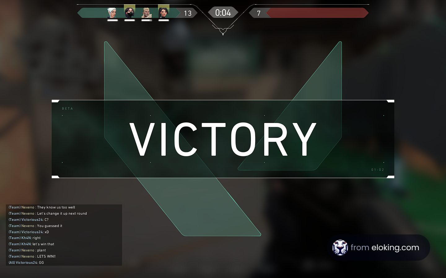 Online game victory screen showing the winning team