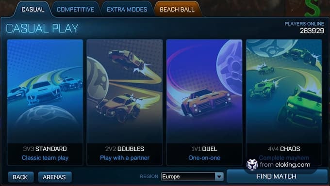 Online multiplayer gaming interface showing various match modes