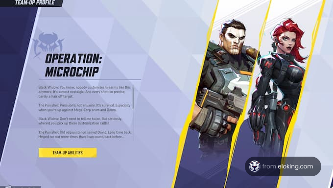 Team-up profile for Operation: Microchip featuring characters with specialized skills.