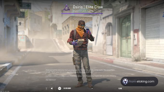 Osiris from the Elite Crew in a gaming scene.