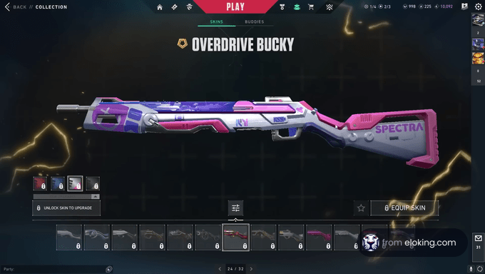 Screenshot of the Overdrive Bucky weapon skin in a video game interface