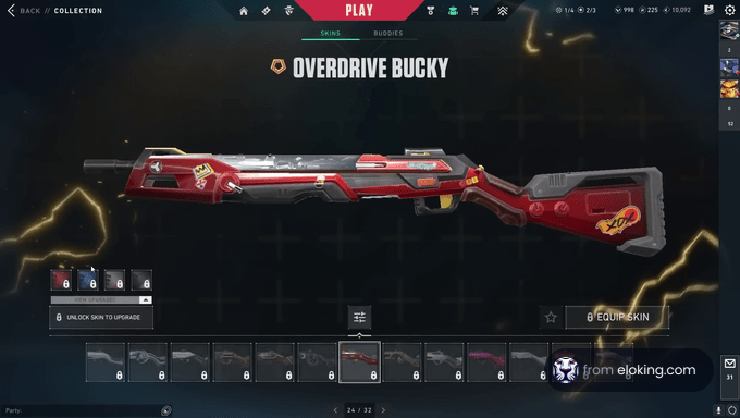Overdrive Bucky skin displayed in a video game interface