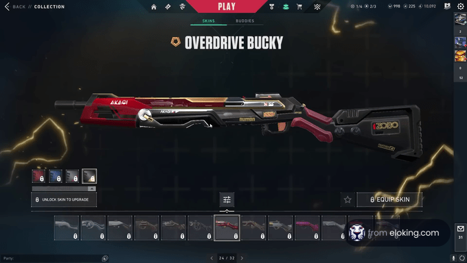 Overdrive Bucky skin in a video game interface
