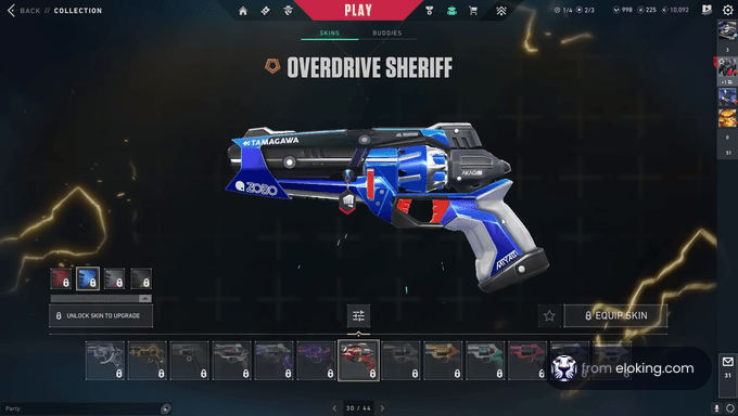 Overdrive Sheriff skin displayed in the game's weapon collection interface