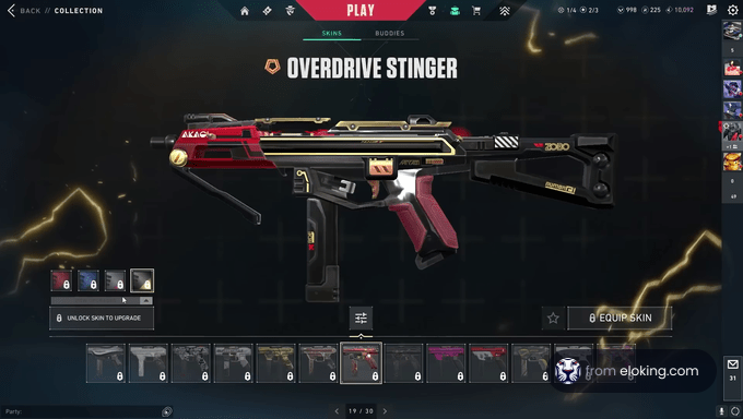 Overdrive Stinger skin from a video game interface