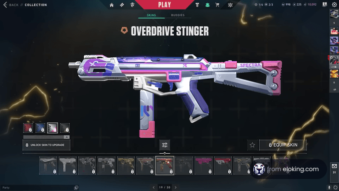 Overdrive Stinger skin in video game interface
