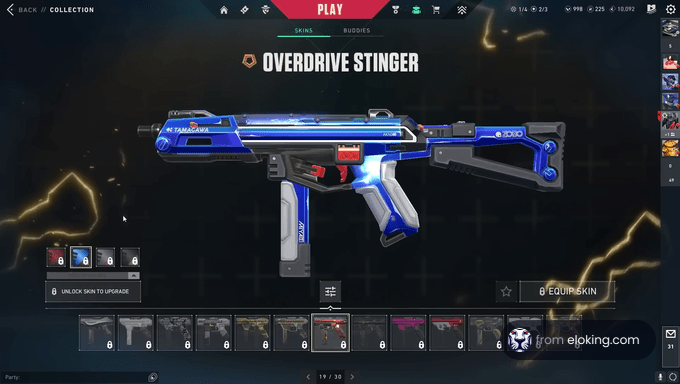 Overdrive Stinger skin in video game interface
