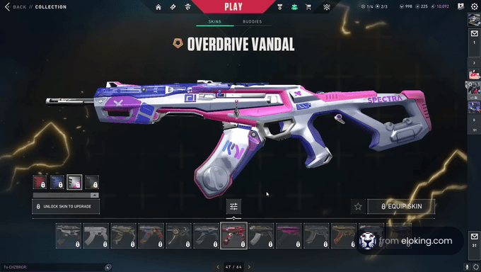 Animated display of Overdrive Vandal skin in a video game