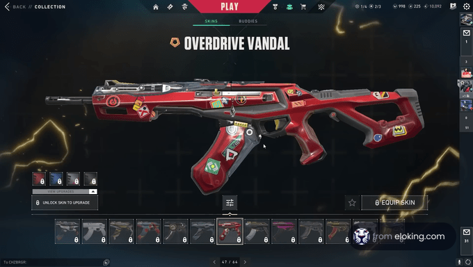 In-game screenshot of the Overdrive Vandal skin in a video game