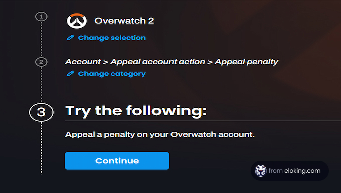Screenshot of Overwatch 2 game interface showing penalty appeal instructions
