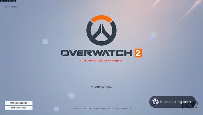 Overwatch 2 logo with a lost connection to game server message on the screen