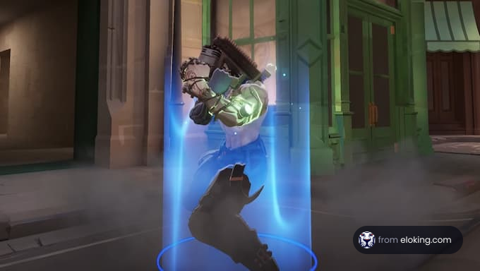 A character performing an action in a dynamic environment.