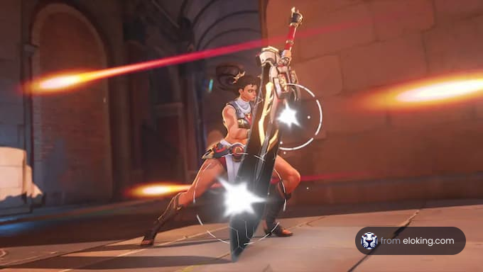 A character performing an exciting action in an animated game setting