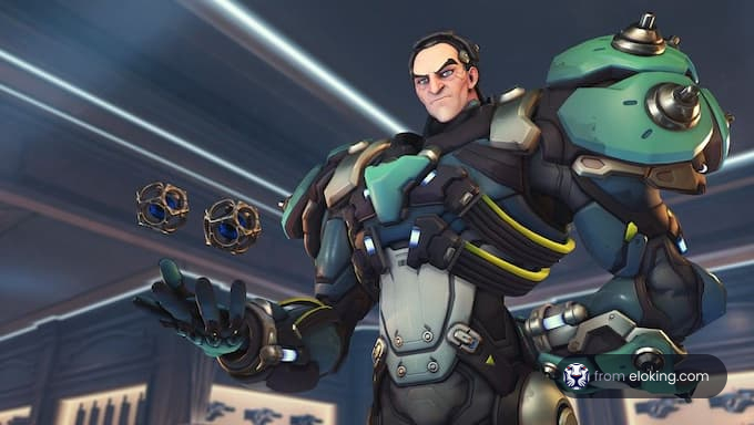 A powerful hero from a video game showcasing an action pose