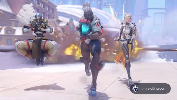 Exciting action scene featuring Overwatch characters