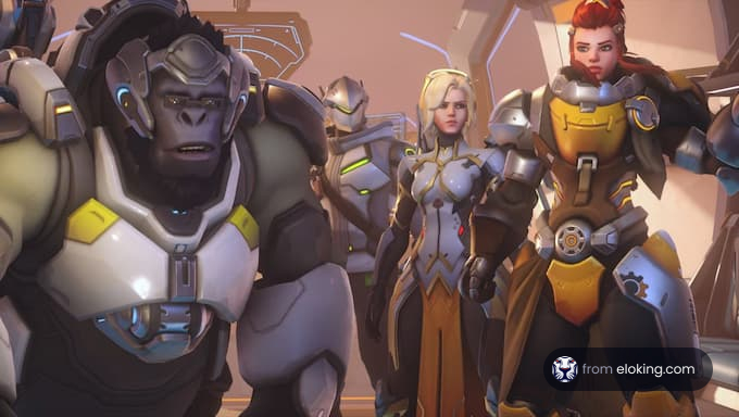 A team of heroes from Overwatch ready for battle.